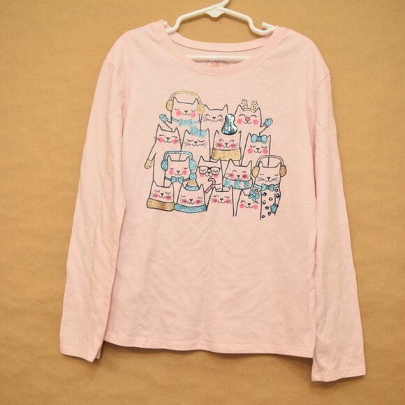 365 Kids Girls Winter Cat Graphic Tee – Size 8 - Picture 1 of 4